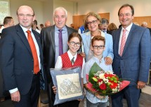 Im Bild von links nach rechts: Vizebürgermeister Alois Heiss, Bürgermeister Franz Wohlmuth, Landeshauptfrau Johanna Mikl-Leitner, LAbg. Martin Michalitsch.