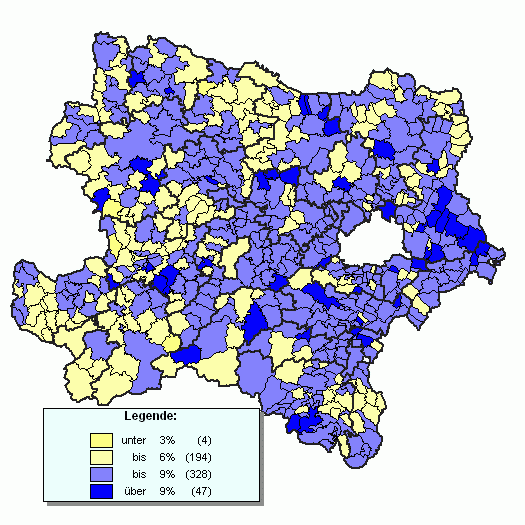 N-Karte Hchste/Geringste Stimmenanteile FP