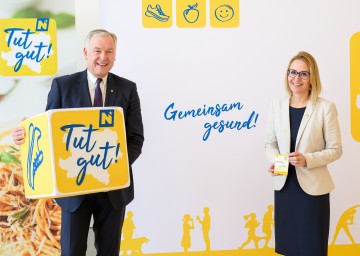 Landesrat Martin Eichtinger und Alexandra Pernsteiner-Kappl präsentierten in St. Pölten die Bilanz der „Tut gut!“-Schwerpunkte Mentale Gesundheit, Ernährung und Bewegung.
