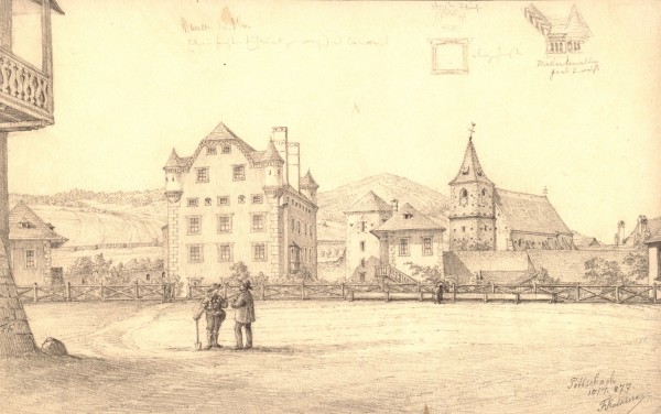 Svjloss und Pfarrkirche Pottschach, 1877