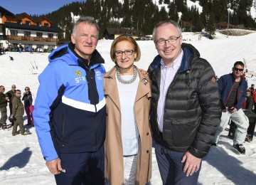 Der Göstlinger Bürgermeister Fritz Fahrnberger, Landeshauptfrau Johanna Mikl-Leitner und LH-Stellvertreter Stephan Pernkopf (v.l.n.r.)