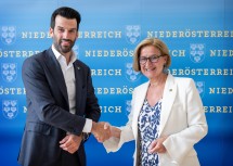 Landeshauptfrau Johanna Mikl-Leitner und Lh-Stellvertreter Udo Landbauer zogen Zwischenbilanz über das Arbeitsübereinkommen von VP und FP.