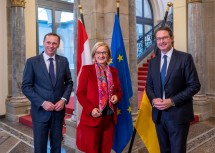 Landeshauptfrau Johanna Mikl-Leitner und Landesrat Jochen Danninger mit dem deutschen Verkehrsminister Andreas Scheuer.