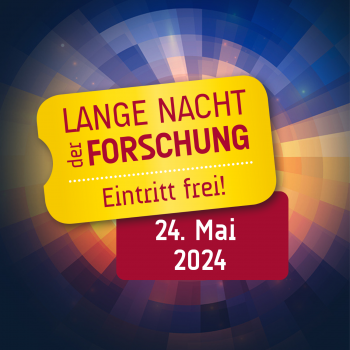 Lange Nacht der Forschung Schriftzug vor bunten Kacheln
