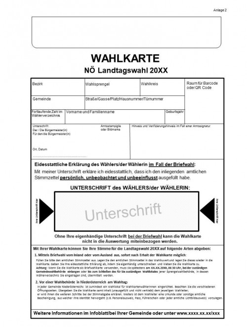 Muster der Wahlkarte