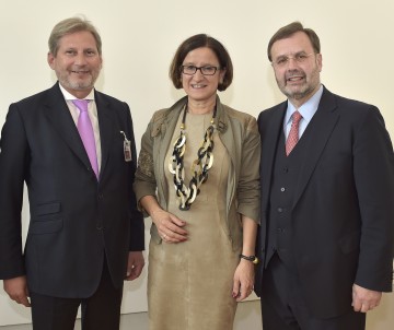 EU-Kommissar Johannes Hahn, Innenministerin Johanna Mikl-Leitner und Landtagspräsident Hans Penz (v.l.n.r.)