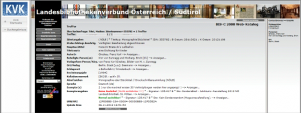 Karlsruher Virtueller Katalog - Trefferanzeige (Landesbibliotheken) 