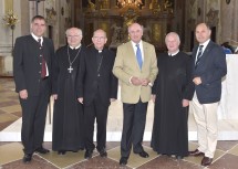 Besichtigung der Basilika: Bürgermeister Thomas Raidl, Abt Mag. Petrus Pilsinger, Diözesanbischof DDr. Klaus Küng, Landeshauptmann Dr. Erwin Pröll, Superior Mag. Franz Hörmann, Landeshauptmann-Stellvertreter Mag. Wolfgang Sobotka (v. l. n. r.)
