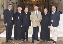 Besichtigung der Basilika: Bürgermeister Thomas Raidl, Abt Mag. Petrus Pilsinger, Diözesanbischof DDr. Klaus Küng, Landeshauptmann Dr. Erwin Pröll,  Superior Mag. Franz Hörmann, Landeshauptmann-Stellvertreter Mag. Wolfgang Sobotka (v. l. n. r.)