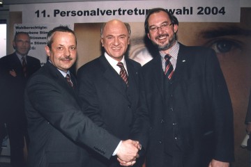 Klares Ergebnis bei den 11. Personalvertretungswahlen des NÖ Landesdienstes. Im Bild ZPV-Obmann Dr. Hans Freiler, Landeshauptmann Dr. Erwin Pröll und DPV-Obmann Dipl. Ing. Andreas Neuwirth (v.l.n.r.).