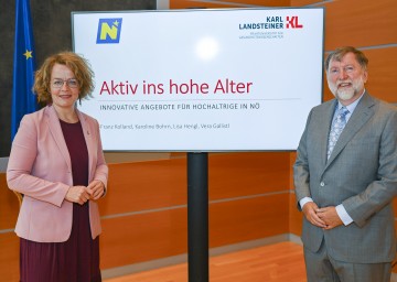 Landesrätin Christiane Teschl-Hofmeister und Professor Franz Kolland präsentierten gemeinsam die Ergebnisse. Kreative Ideen und Projekte für Senioren werden gesucht. 