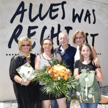 Besucherehrung in Pöggstall: Bürgermeisterin Margit Straßhofer, Ulrike und Anton Koppensteiner, Landeshauptfrau Johanna Mikl-Leitner und Johanna Koppensteiner (v.l.n.r.)