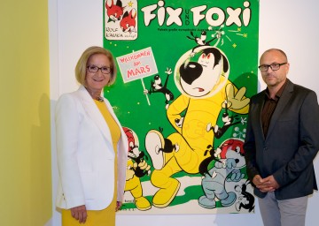 Landeshauptfrau Johanna Mikl-Leitner und Gottfried Gusenbauer, künstlerischer Direktor Karikaturmuseum Krems