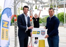 (v.l.n.r.): Sportlandesrat und LH-Stellvertreter Udo Landbauer, Nachwuchs-Ninja Melina Schindele, SPORTUNION Niederösterreich Landesgeschäftsführer Stv. und Projektleiter Mag. Markus Schindele