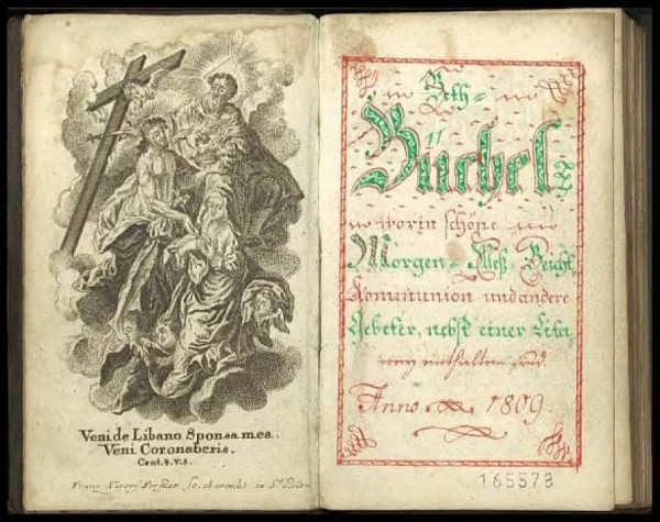 Handgeschriebenes Gebetbuch von 1809 mit Kupferstichen von Franz Xaver Ferstler, St. Pölten 