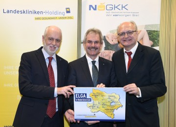 Im Bild von links nach rechts: NÖ Patientenanwalt Dr. Gerald Bachinger, Landesrat Mag. Karl Wilfing, NÖGKK-Generaldirektor Mag. Jan Pazourek.