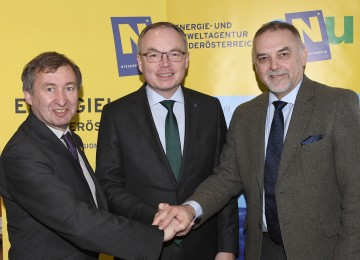 Dr. Herbert Greisberger Geschäftsführer der Energie- und Umweltagentur NÖ, LH-Stellvertreter Dr. Stephan Pernkopf und Dr. Christian Milota Geschäftsführer der Energie- und Umweltagentur NÖ (v.l.n.r.)