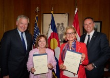 Intensive Zusammenarbeit zwischen Niederösterreich und dem Staat Colorado, von links nach rechts: Landesrat Martin Eichtinger, Vizegouverneurin Dianne Primavera, Landeshauptfrau Johanna Mikl-Leitner und Landesrat Jochen Danninger.