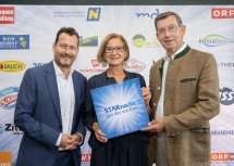 ORF2-Channel Manager Alexander Hofer, Landeshauptfrau Johanna Mikl-Leitner und Bürgermeister Erich Polz freuen sich auf die Starnacht am 16. und 17. September.