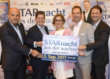 Freuen sich über den Impuls für den Tourismus in der Wachau: Martin Ramusch, Gesellschafter der ip media marketing GmbH, Christoph Madl, Geschäftsführer der Niederösterreich-Werbung, Landeshauptfrau Johanna Mikl-Leitner, Mario Pulker, Fachgruppenobmann der Gastronomie, und Bernhard Schröder, Geschäftsführer der Donau Niederösterreich Tourismus GmbH (v.l.n.r.)