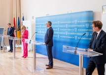 Pressekonferenz zum Thema „EVN-Investitionen bis 2023“: EVN-Vorstandsdirektor Franz Mittermayer, Landeshauptfrau Johanna Mikl-Leitner, LH-Stellvertreter Stephan Pernkopf und EVN-Vorstandsdirektor Stefan Szyszkowitz