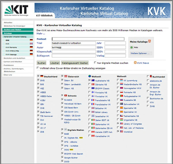 Karlsruher Virtueller Katalog - Suchmaske