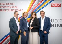 WKNÖ-Vizepräsident Thomas Schaden, Landeshauptfrau Johanna Mikl-Leitner, EPU-Sprecherin Michaela Habinger und WKNÖ-Präsident Wolfgang Ecker (v.l.n.r.)