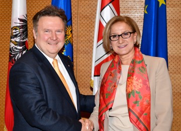 Landeshauptfrau Johanna Mikl-Leitner traf zu einem Arbeitsgespräch mit Stadtrat Michael Ludwig zusammen.
