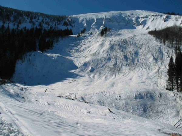 künstlich abgesprengte Lawine am kleinen Ötscher (Grünloch), eine der größten Lawinen in Niederösterreich der letzten Jahre