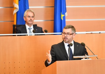 Landesrat Ludwig Schleritzko bei der Rede im Landtag zum Budgetvoranschlag 2019.