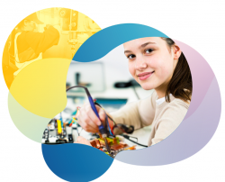 Sujet der Veranstaltung - ein Mädchen in einem technischen Beruf