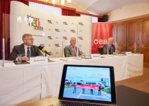 Mobilitätslandesrat Ludwig Schleritzko und Wiener Neustadts Bürgermeister Klaus Schneeberger haben gemeinsam mit Franz Bauer, Vorstandsdirektor der ÖBB-Infrastruktur AG, das Vorhaben präsentiert (v.l.n.r.)