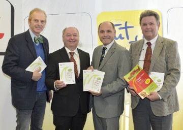 Allergie Risiko Check in NÖ Apotheken: Primar Univ.Prof. Dr. Wolfgang Popp vom Geriatriezentrum Wienerwald, Mag. Heinz Haberfeld von der Apothekerkammer Niederösterreich, Landeshauptmann-Stellvertreter Mag. Wolfgang Sobotka und Otto Spranger von der Österreichischen Lungenunion präsentierten die neue Initiative (v.l.n.r.)