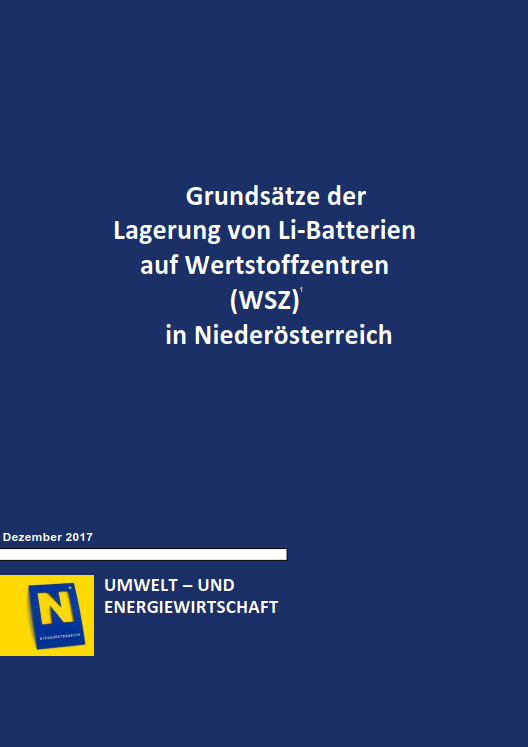 Deckblatt "Grundsätze zu Lagerung von Li-Batterien"