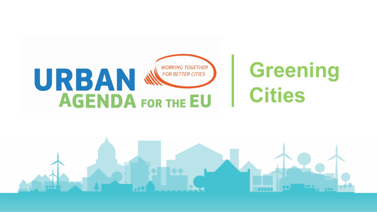 Logo Städteagenda, Urban Agenda for the  EU. Blaue Silouette einer Stadt