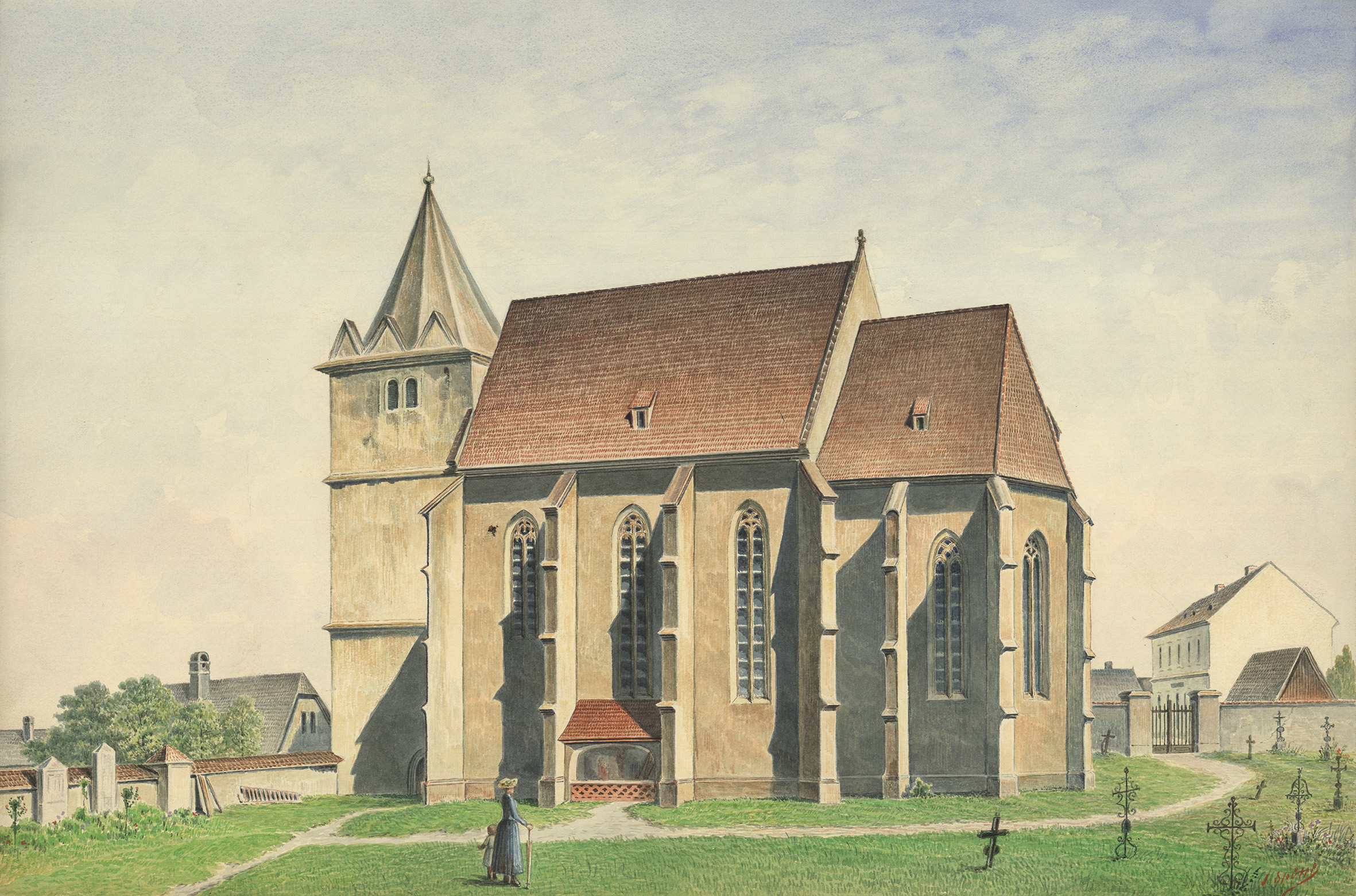 Zeichnung einer Kirche
