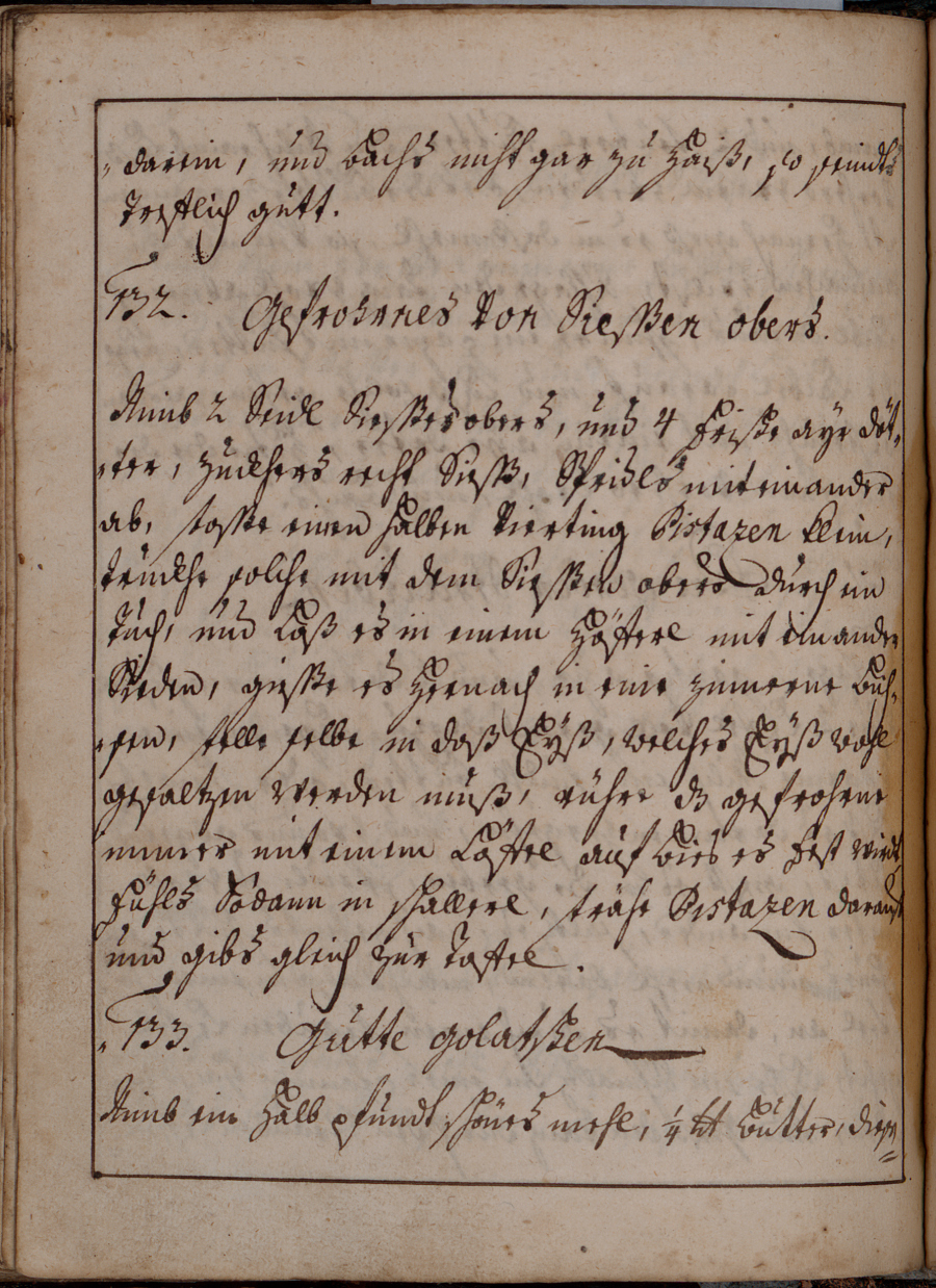 Seite aus dem Kochbuch von 1735