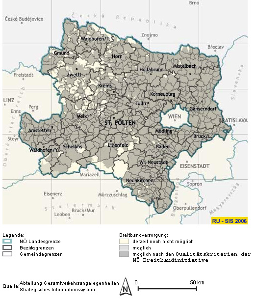 Karte Ausbaustand mit Breitbandinternet