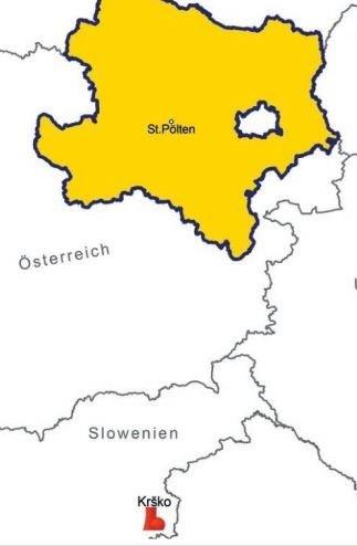 Karte mit der Übersicht wo ist Krsko, wo ist Niederösterreich