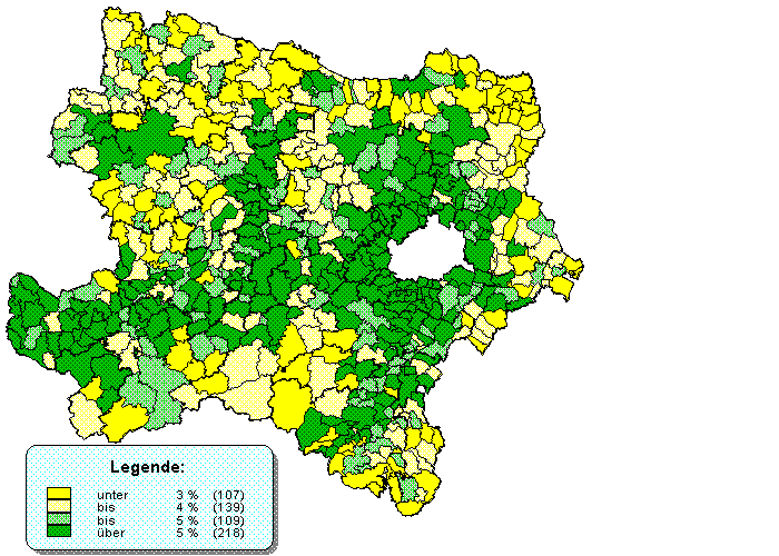 N-Karte Hchste/Geringste Stimmenanteile GRNE