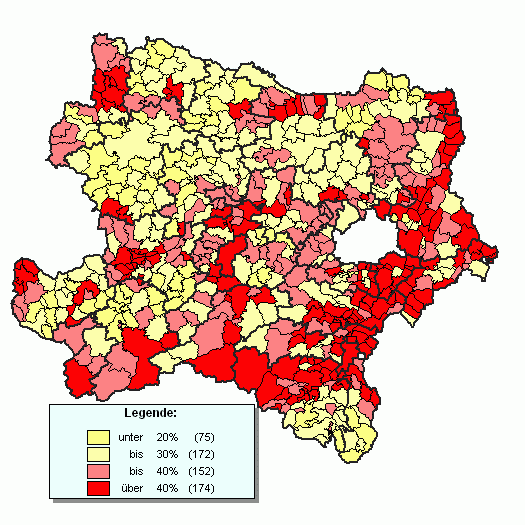 N-Karte Hchste/Geringste Stimmenanteile SP