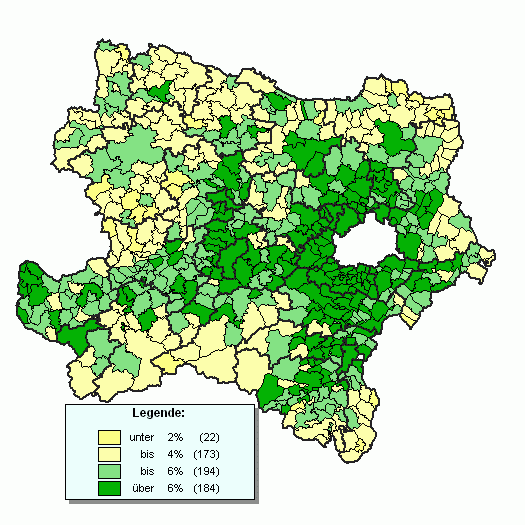 N-Karte Hchste/Geringste Stimmenanteile GRNE