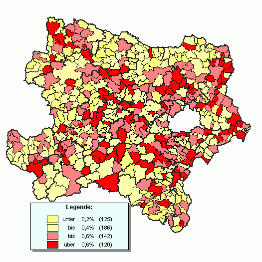 N-Karte Hchste/Geringste Stimmenanteile KP
