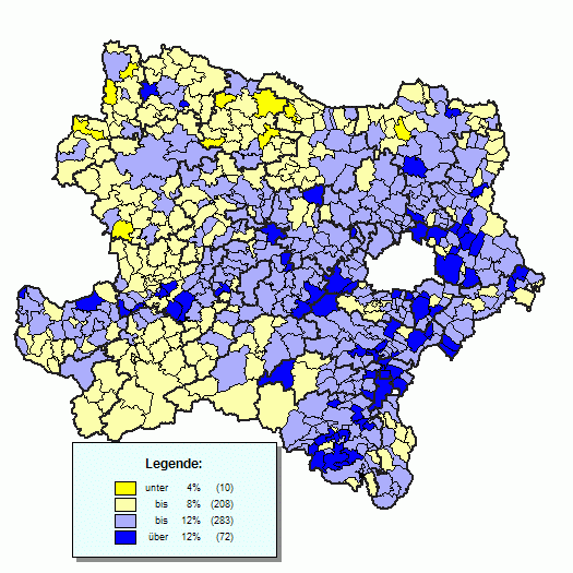 N-Karte Hchste/Geringste Stimmenanteile FP