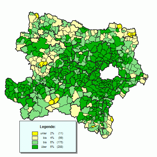 N-Karte Hchste/Geringste Stimmenanteile GRNE