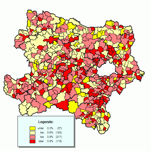 N-Karte Hchste/Geringste Stimmenanteile KP