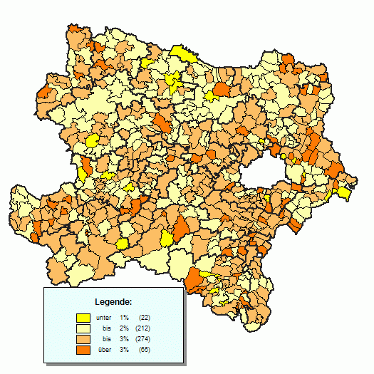 N-Karte Hchste/Geringste Stimmenanteile BZ
