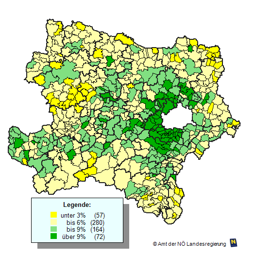 N-Karte Hchste/Geringste Stimmenanteile GRNE